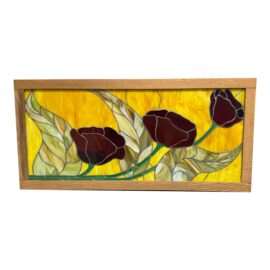 Circa 1978 Gene LeLonde Floral Stained Glass Panel