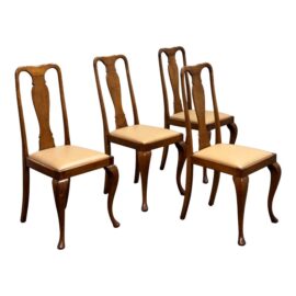 Antique Queen Anne Dining Side Chairs, Set of Four