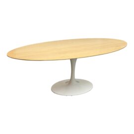 Eero Saarinen Style Oval White Oak Wood Dining Table. Original Price: $5,000