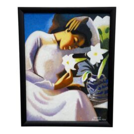Gia Dinh Bac Chien Tang "Young Women With a Lilies" Reproduction Print, Framed