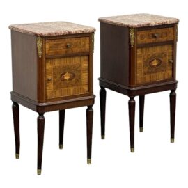 Antique French Louis XVI Style Marble-Top Side Table, Pair