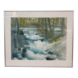Circa 1983 Larry Welden Russian River Watercolor, Framed