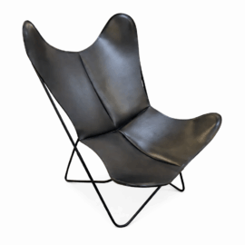 Black Leather Butterfly "B K F" Style Lounge Chair