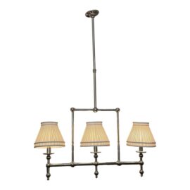 Chrome Pendant Chandelier With Pleated Shades