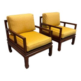 Vintage Asian Style Rosewood Lounge Chairs, Pair