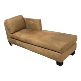 Camel Ultrasuede Chaise Lounge, Left Arm