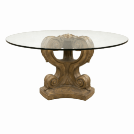 Custom Cast Plaster Pedestal + Round Glass Dining Table