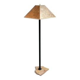 Hand Painted Mica Floor Lamp With Rock Base