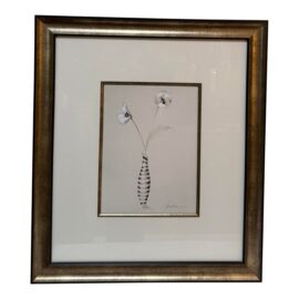 Elizabeth Jardine Striped Vase With Flowers Art Print, Signed