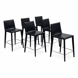 Frag for Design Within Reach Bottega Leather Counter Stools, Set of Six. Original Price: $10,170
