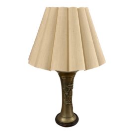 Vintage Brass Table Lamp + Scallop Shade