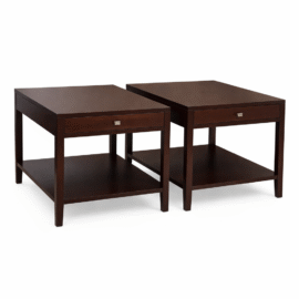 Contemporary Mahogany End Tables, Pair. Original Price: $5,500