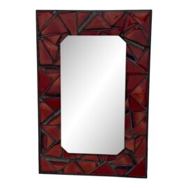 Post Modern Custom Design Metal + Red Ceramic Mirror
