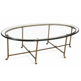 Mastercraft Hollywood Regency Brass Hoof Feet Coffee Table