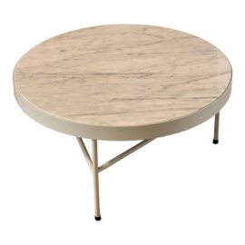 Ferm Living Round Carrara Marble + White Metal Coffee Table/ Side Table. Original Price: $900