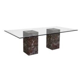 Vintage Faux Marble Bases + Glass Top Table