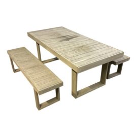 West Elm Portside Extension Dining Table + Benches, Set of Three. Original Price: $2,000