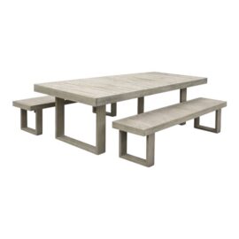 West Elm Portside Extension Outdoor Dining Table + Benches, Set of Three. Original Price: $2,000