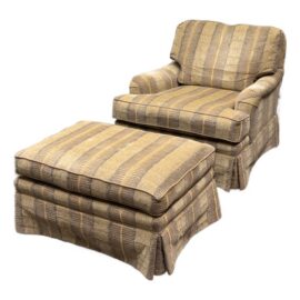 Vanguard Furniture Arm Chair + Ottoman Set. Estimated Price: $3,000