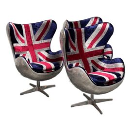 Acme Furniture Brancaster Union Jack Egg Chairs, Set of Three. Original Price: $6,000