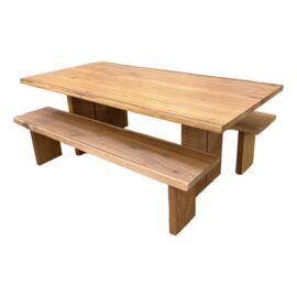 Crate & Barrel Dakota Table and Benches, Set of Three. Original Price: $5,450