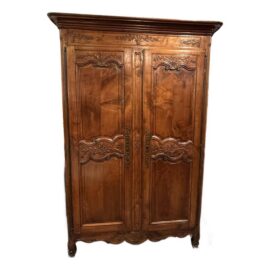 19th Century French Provincial Carved Walnut Armoire