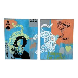 Original Painting Lucky You Contemporary Diptych