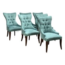 Bernhardt Art Deco Tufted Side Chairs, Set of Six. Original Price: $6,600