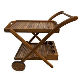 Teak Wood Collapsible Bar Cart