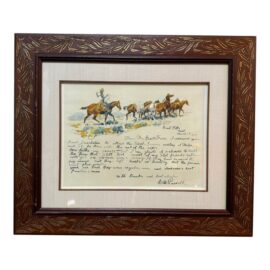 Charles Russell Printed Letter to Geo Farr, Framed