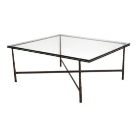 Custom Hammered Iron + Glass Coffee Table. Original Price: $7,000