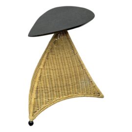 Post Modern Marble + Wicker Side Table