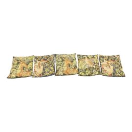 French “Verdure” Needlepoint-Style Tapestry-Woven Pillows, Set of Five