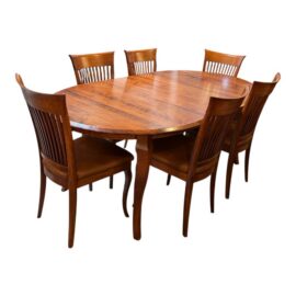 Traditional Queen Anne Extension Dining Table + Six Dinec Side Chairs, Set. Original Price: $4,700