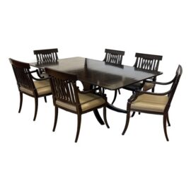 Rose Tarlow Pickwick Table + Set of Six Pope Arm Chairs, Set. Original Price: $95,450