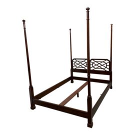 Baker Furniture Queen Size Chippendale Poster Bed Frame