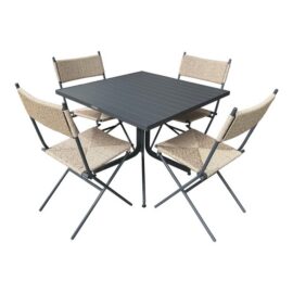 Crate & Barrel Lanai Fliptop Patio Dining Table + Four Folding Outdoor Chairs, Set. Original Price: $1,200