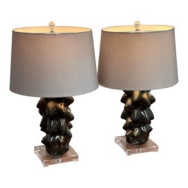 Modern Organic Meteoric Lamps, Pair. Original Price: $1,300