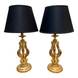 Regency Sculpted Table Lamps, Pair