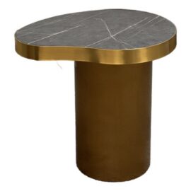 Michael Oren Design Black Marquina Marble Kidney Side Table. Original Price: $2,500