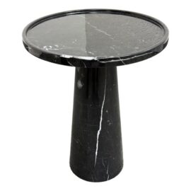 Michael Oren Designs Marquina Marble Pedestal Side Table. Original Price: $2,000