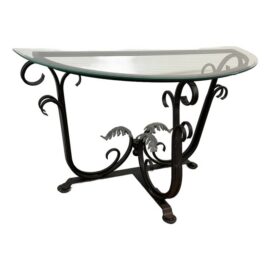 In the Style of Tommy Bahama Wrought Iron Console Table