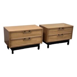 Vintage American of Martinsville Blonde Walnut Nightstands, Pair