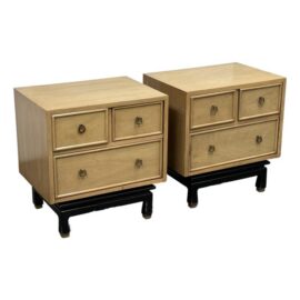 Mid 20th Century American of Martinsville Blonde Walnut Nightstands, Pair