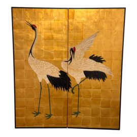 Late 20th Century Chinese Two-Panel Screen With Cranes