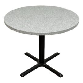 1980's 36 Inch Round Stone Composite Pedestal Dining Table