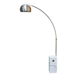 Arching Chrome Floor Lamp With Marble Base