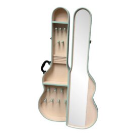 Pottery Barn Guitar Shaped Jewelry Storage Case + Mirror