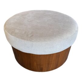 West Elm Drum Shaped Storage Ottoman, Light Taupe