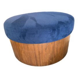 West Elm Drum Shaped Storage Ottoman, Sapphire